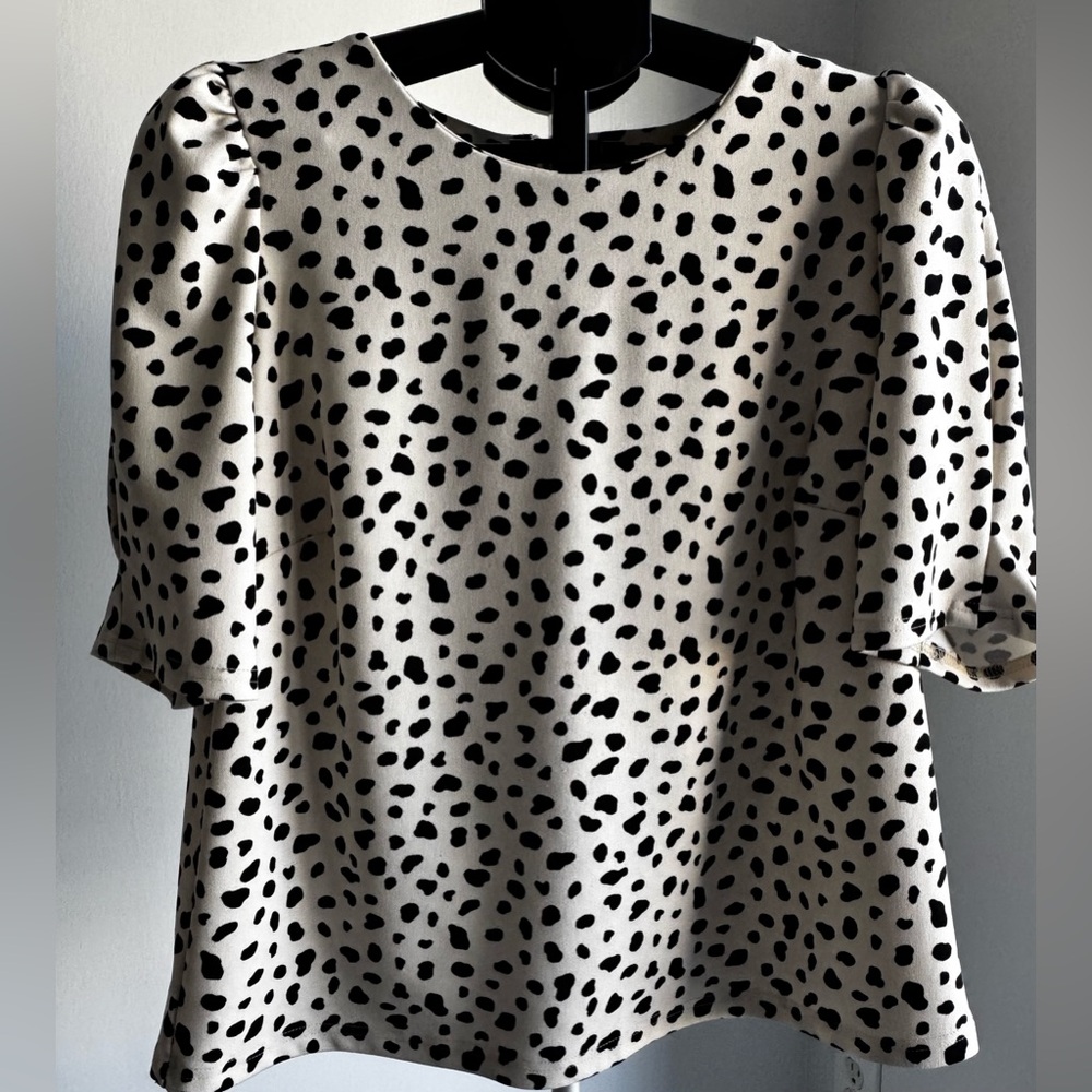 Black and beige Animal Print Top
